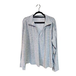 Old Navy Active Womens 2X Plus Heather Gray Long Sleeve Lightweight Pullover Top